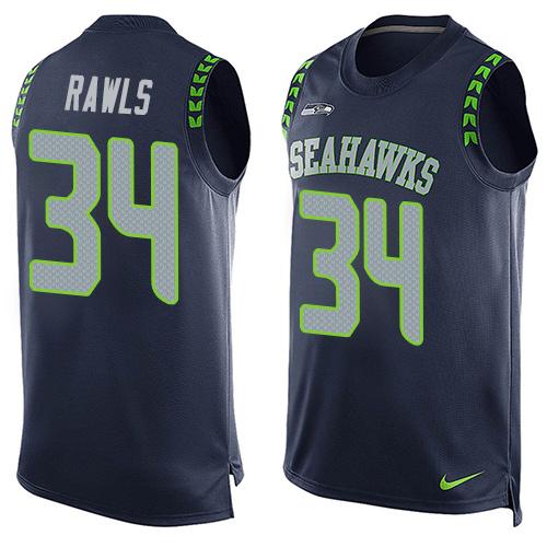 Nike Seahawks #34 Thomas Rawls Steel Blue Team Color Men's Stitched NFL Limited Tank Top Jersey - Click Image to Close